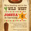 Cowboy Wild West Birthday Party Invitation additional 6