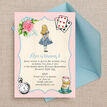 Pink & Blue Alice in Wonderland Birthday Party Invitation additional 2