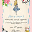 Pink & Blue Alice in Wonderland Birthday Party Invitation additional 5
