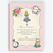 Pink & Blue Alice in Wonderland Birthday Party Invitation additional 1