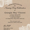 Rustic Kraft & Lace Naming Ceremony Day Invitation additional 3