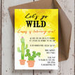 Let's Go Wild! / Cactus Birthday Party Invitation additional 2