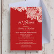 Red Lace Inspired 40th / Ruby Wedding Anniversary Invitation additional 1