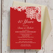 Red Lace Inspired 40th / Ruby Wedding Anniversary Invitation additional 2