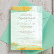 Mint Green & Gold Brush Strokes Wedding Invitation additional 4