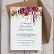 Burgundy Watercolour Floral Evening Reception Invitation additional 2