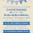 Vintage Blue Bunting Christening / Baptism Invitation additional 4