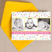Pastel Confetti Photo Birth Announcement Card additional 1