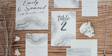 Crystal Agate Silver Grey Winter Wedding Inspiration, Invites and Stationery 3