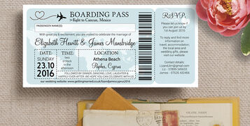 Cyprus Themed Wedding Cards Design Boarding Pass Style Themed Invites Invitations Hip Hip Hooray PID 619