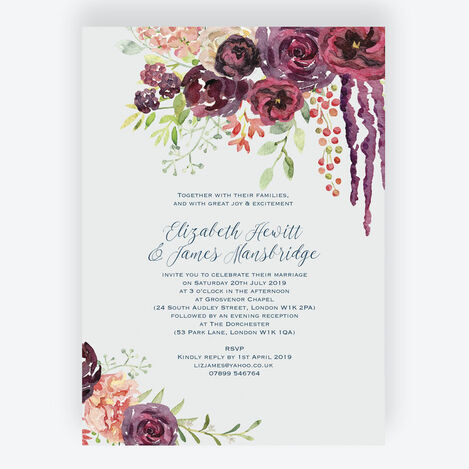 Burgundy Floral Wedding Stationery