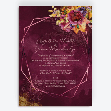 Autumn Burgundy Floral Wedding Stationery