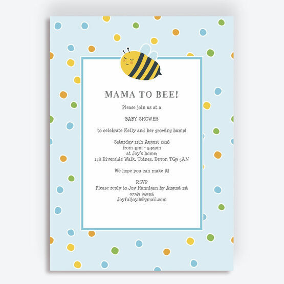 Bumble Bees Baby Shower Invitation - Blue