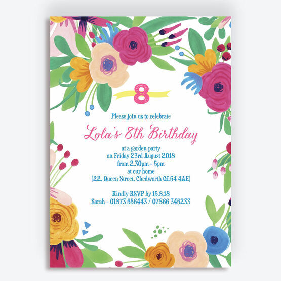 Floral Fiesta Birthday Party Invitation
