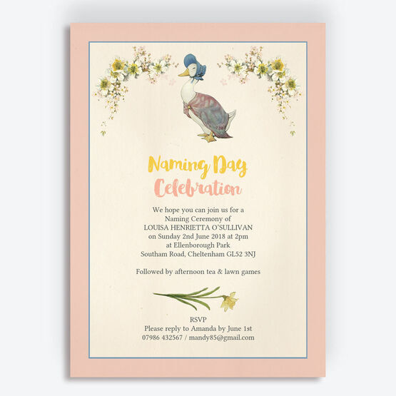 Jemima Puddle Duck Naming Day Ceremony Invitation