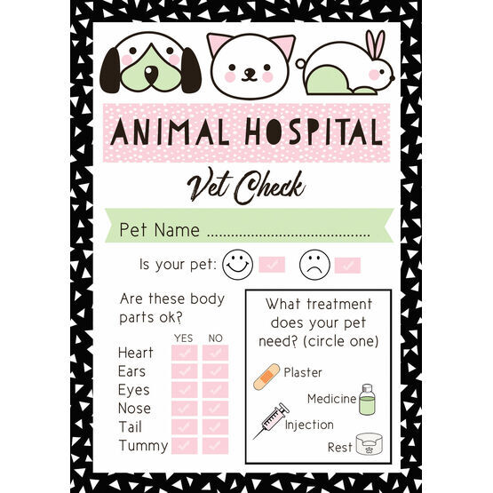 Pet Rescue Party Vet's Checklist - Pink