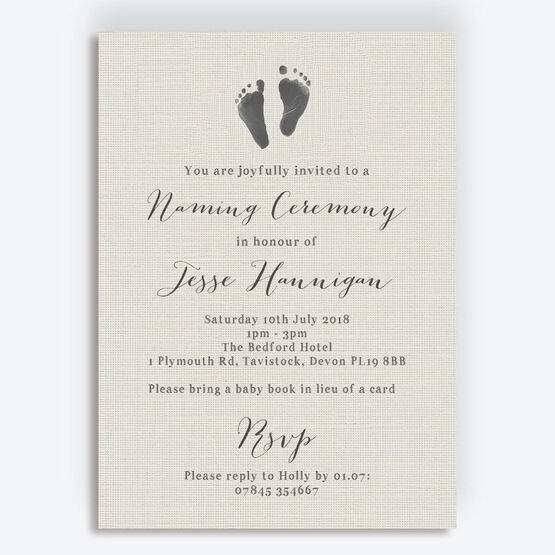 Rustic Calligraphy Naming Day Ceremony Invitation