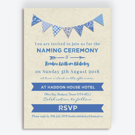 Blue Bunting Naming Ceremony Day Invitation
