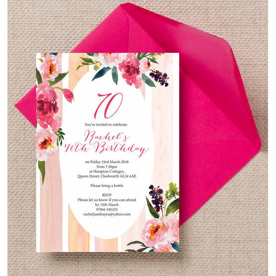 Painted Peonies Floral Birthday Party Invitation