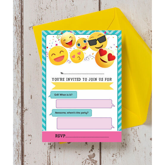 Pack of 10 Emoji Themed Party Invitations