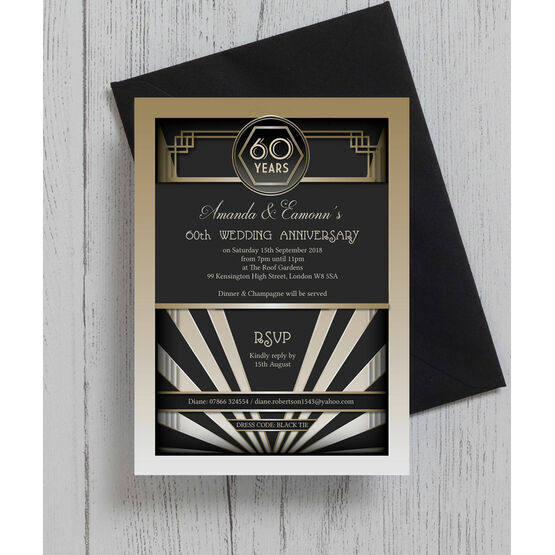 1920s Art Deco 60th / Diamond Wedding Anniversary Invitation