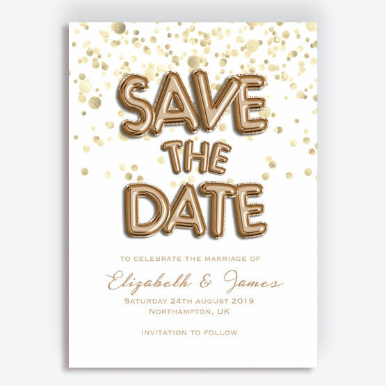 Rose Gold Balloons Wedding Save the Date
