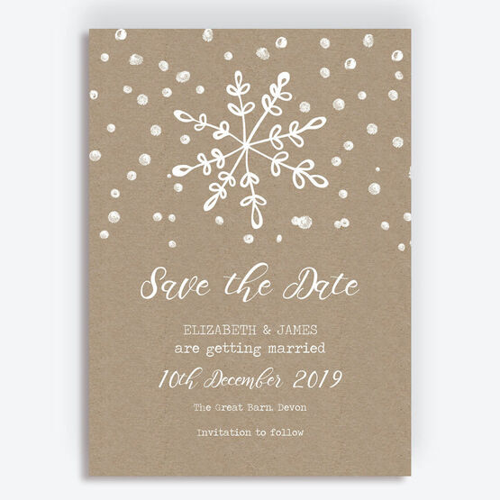 Rustic Winter Snowflake Wedding Save the Date