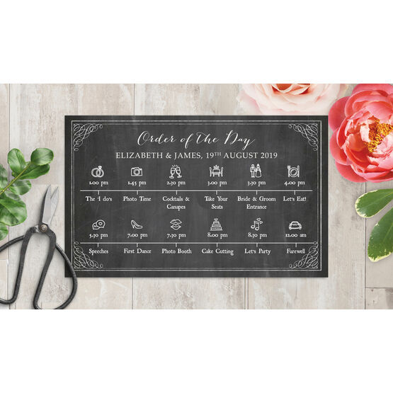 Rustic Chalkboard Wedding Timeline Cards