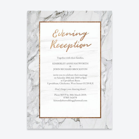 Marble & Copper Evening Reception Invitation