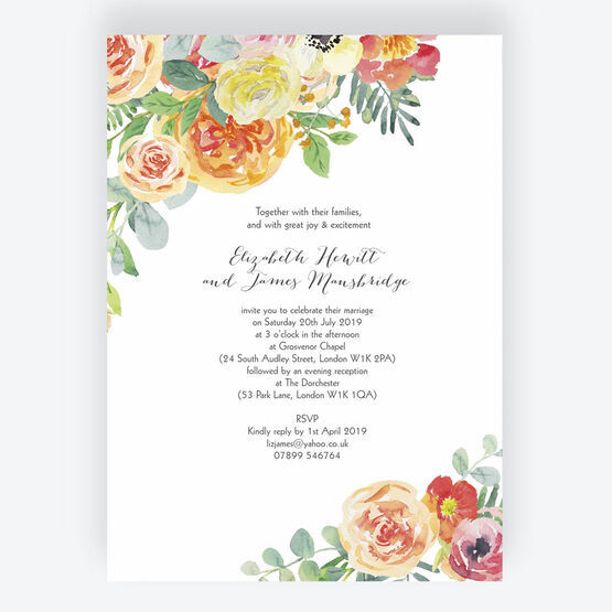 Coral & Blush Flowers Wedding Invitation