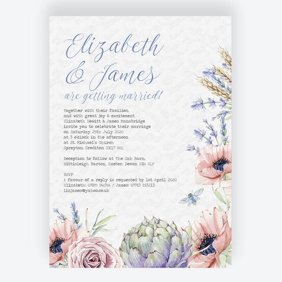 Country Flowers Wedding Invitation