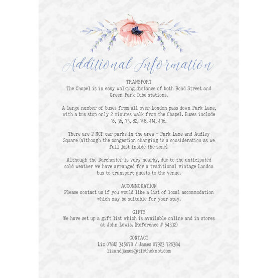 Country Flowers Guest Information Card