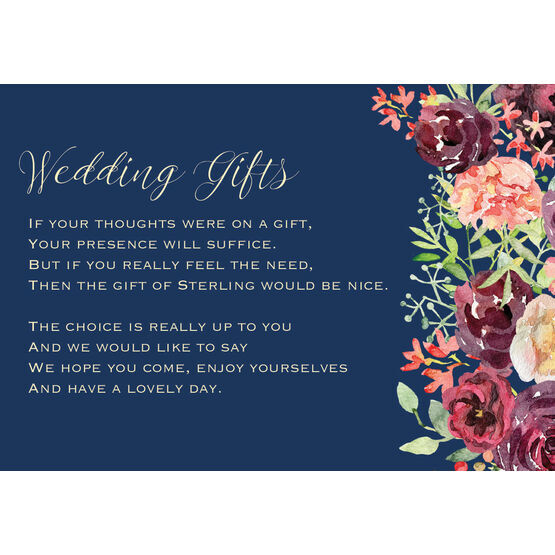 Navy & Burgundy Floral Gift Wish Card