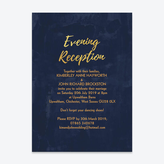 Navy & Gold Evening Reception Invitation