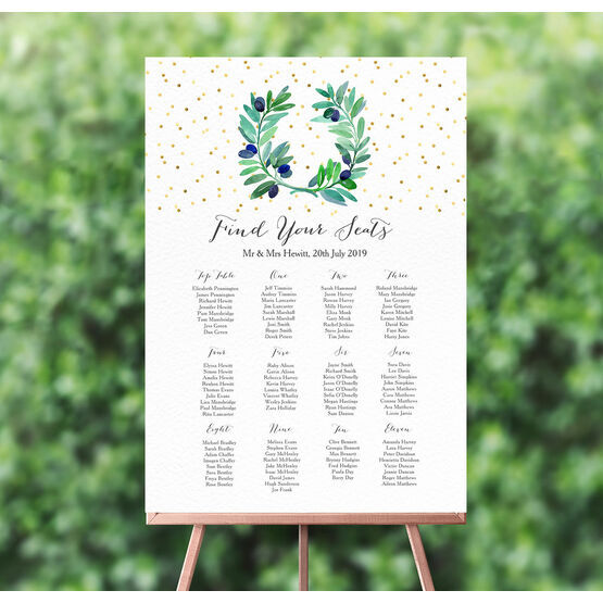 Olive Wreath Wedding Seating Plan