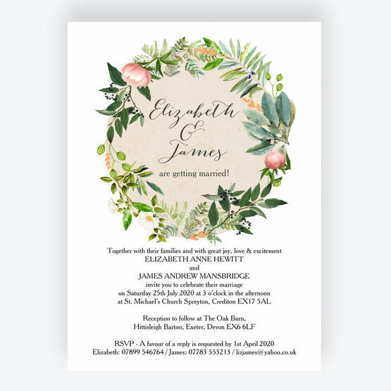 Floral Wreath Wedding Invitation