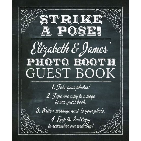 Chalkboard Wedding Photo Booth Guest Book Poster