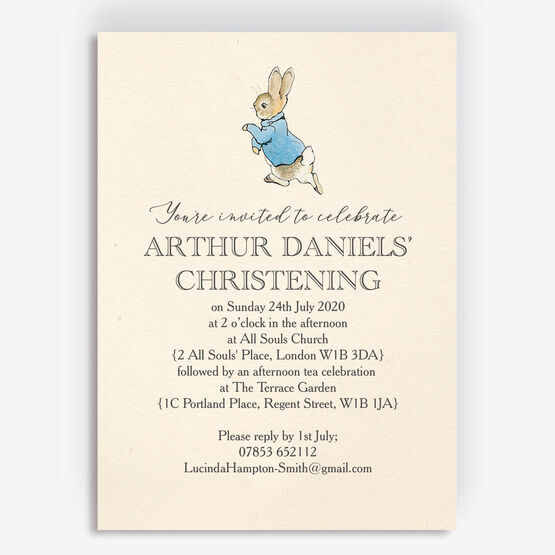 Beatrix Potter Peter Rabbit Christening / Baptism Invitation
