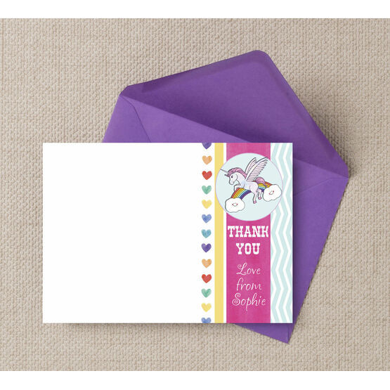 Rainbow Unicorn Thank You Cards