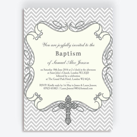 Ornate Cross Christening / Baptism Invitation