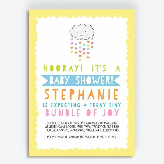 Kawaii Rain Cloud Baby Shower Invitation
