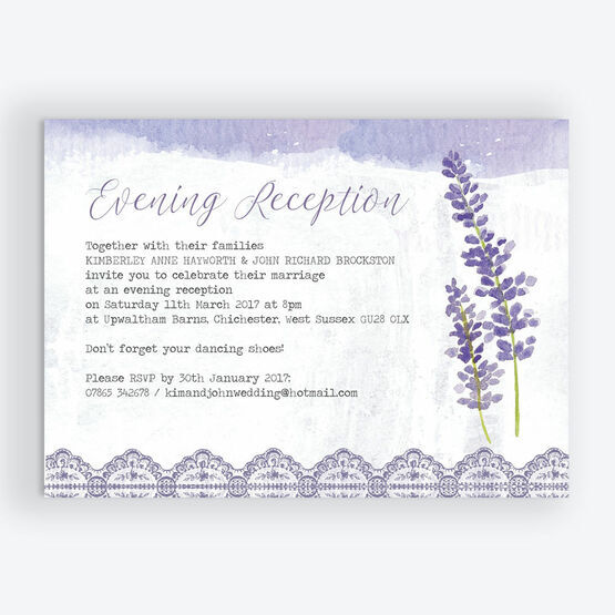 Lilac & Lavender Evening Reception Invitation