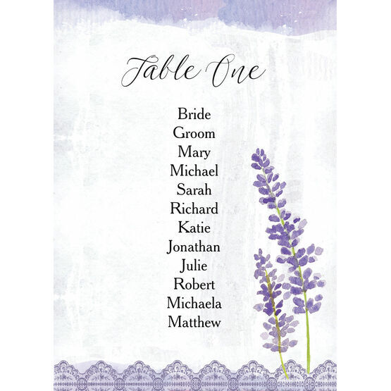 Lilac & Lavender Table Plan Card