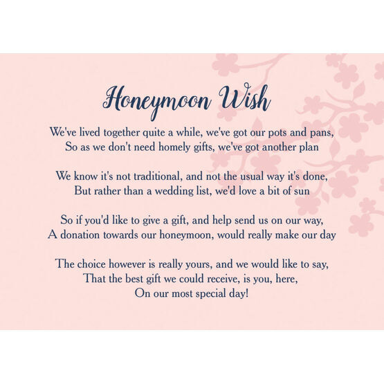 Navy & Pink Honeymoon Wish Poem Card
