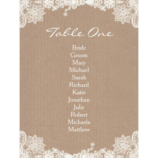 Rustic Lace Table Plan Card