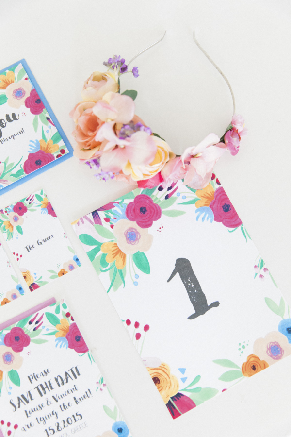 Maxeen Kim Photography - Hip Hip Hooray-Floral Flowers Bright Hand Painted Fun Wedding Invitations Stationery 4