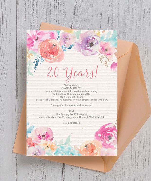 Autumn Colours Vintage Wedding Anniversary Party Personalised Invitations 