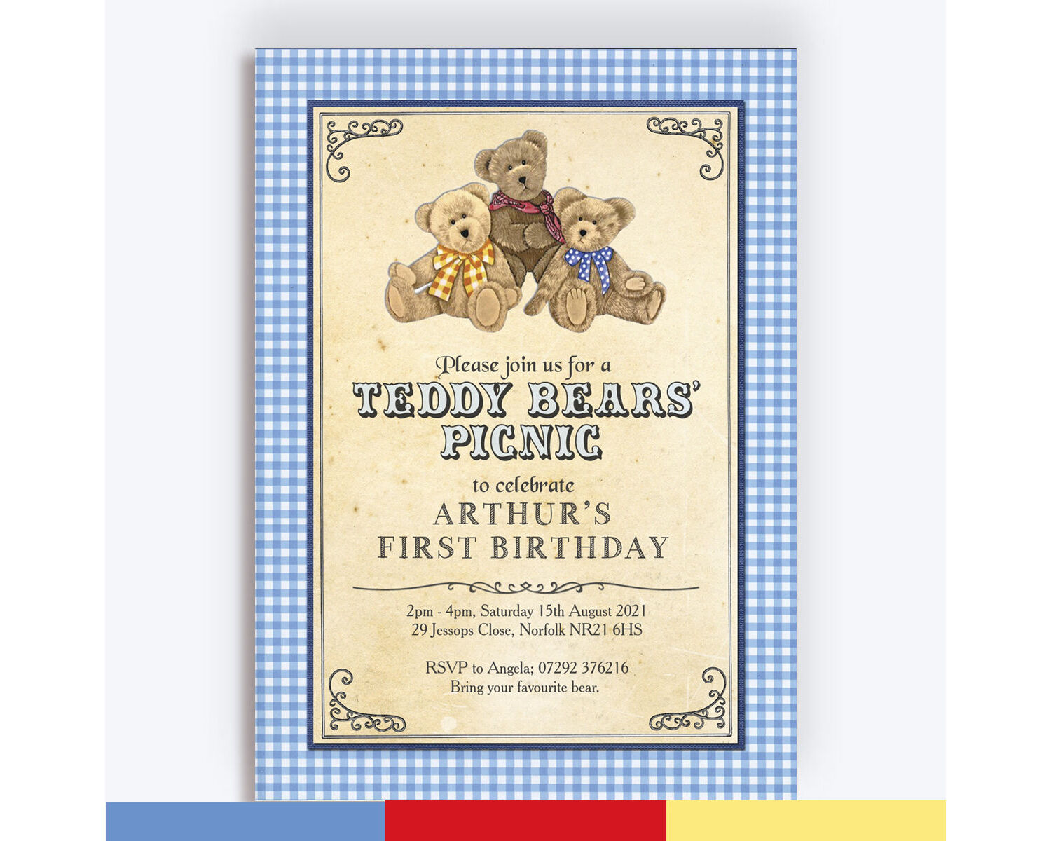 Teddy Bears Picnic Kids Party Invitation