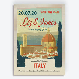 Vintage Florence Italy Wedding Save the Date Card