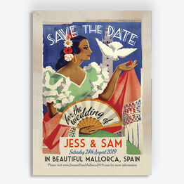 Vintage Spain Wedding Save the Date Card